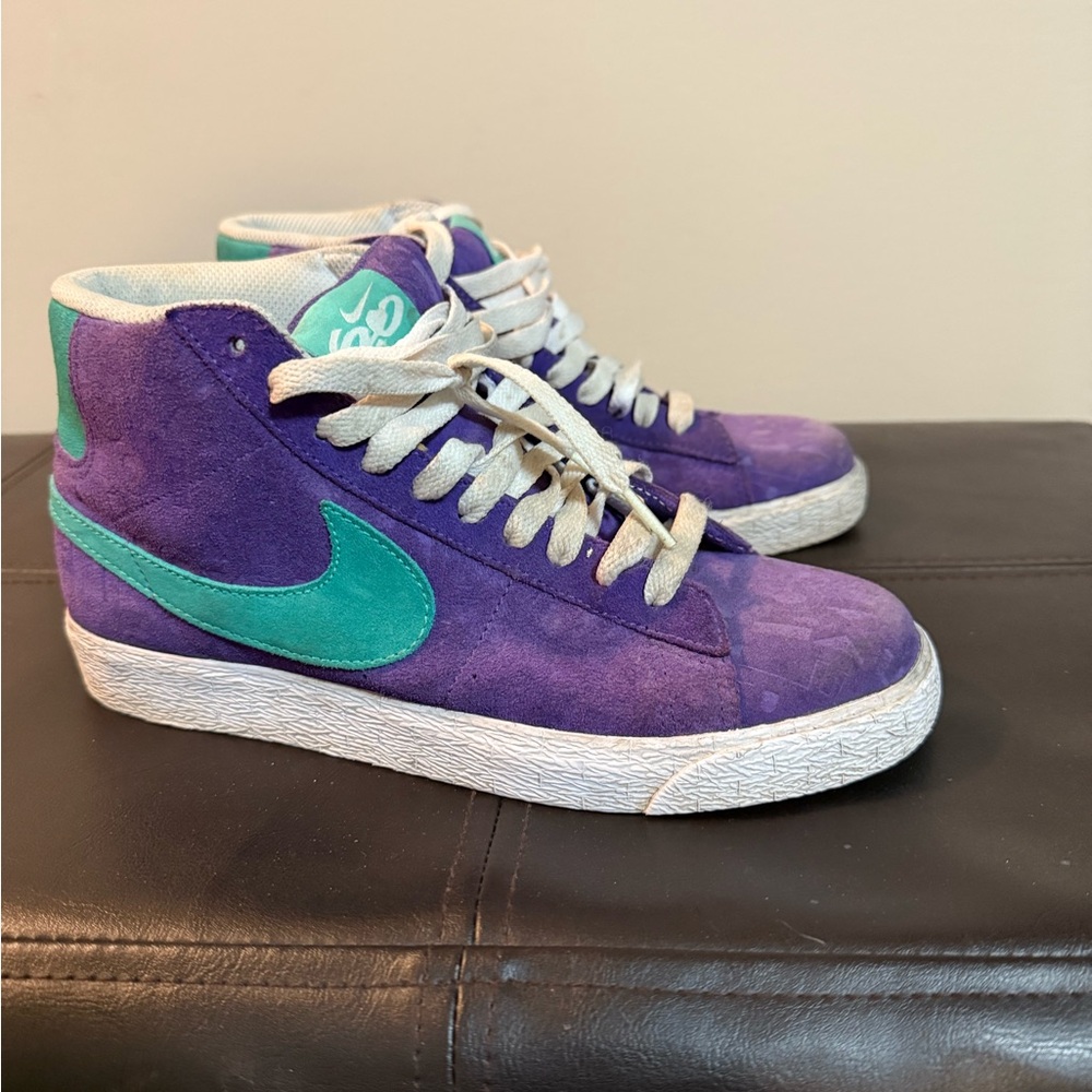 Nike Purple and Teal High-Top Sneakers